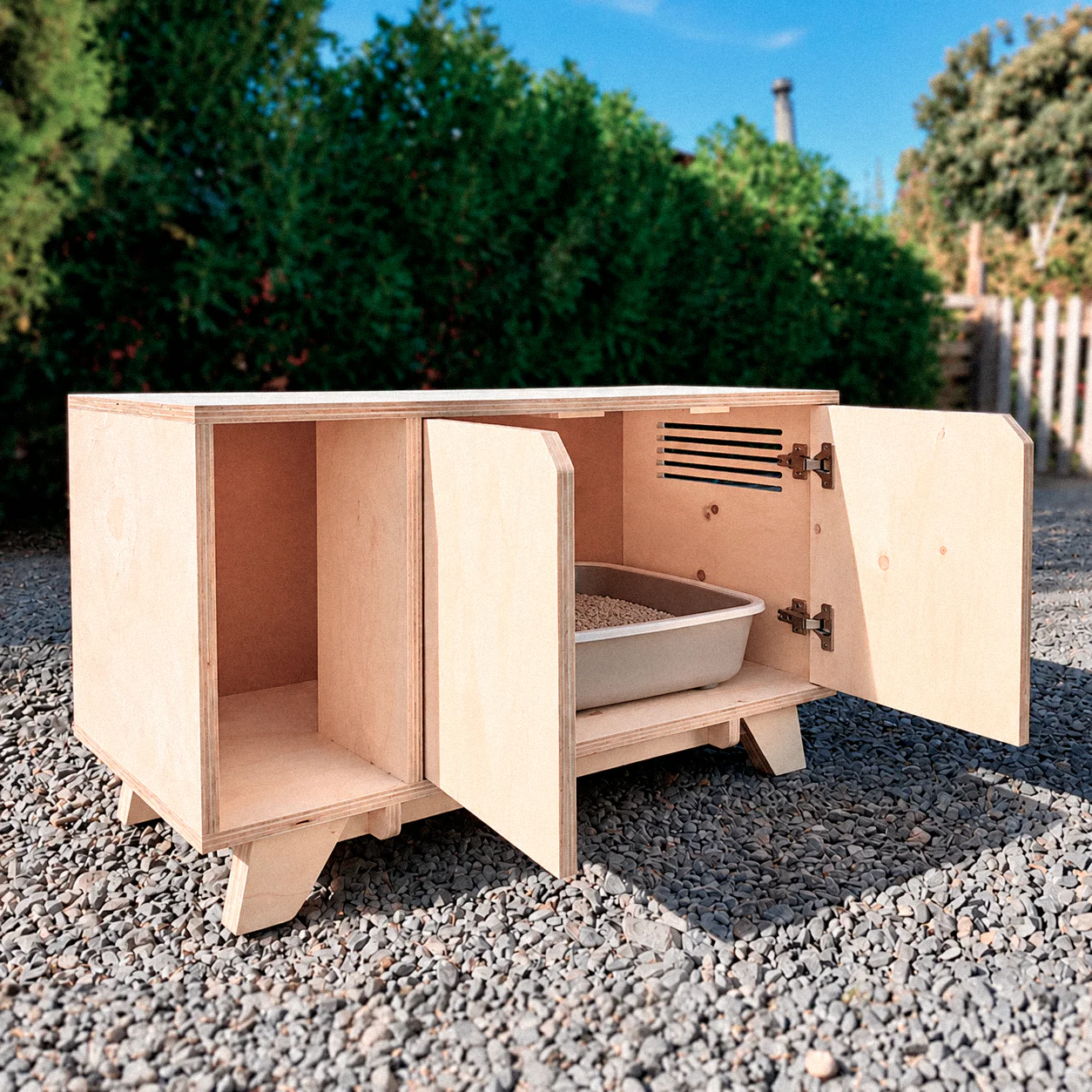 Mueble Arenero Oculto Gatos Madera Clásico - Imagen 3