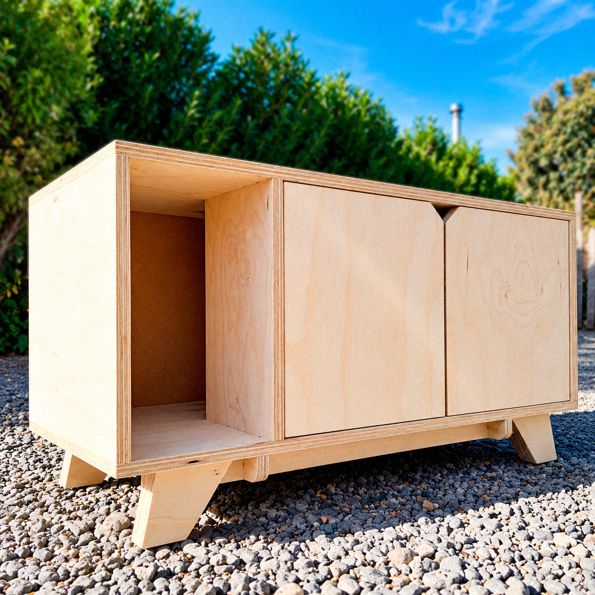 Mueble Arenero Oculto Gatos Madera Clásico - Imagen 2