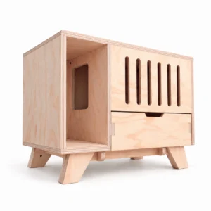 Mueble Arenero Oculto de Madera para Gatos con Cajón